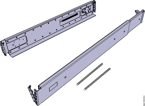 Image of expansion enclosure support rails on Lenovo Storage V series