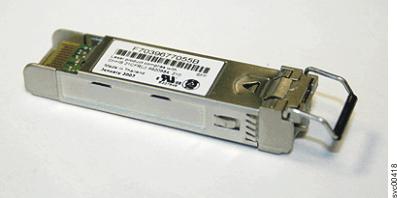 This figure is a photograph of a small form-factor pluggable (SFP) connector